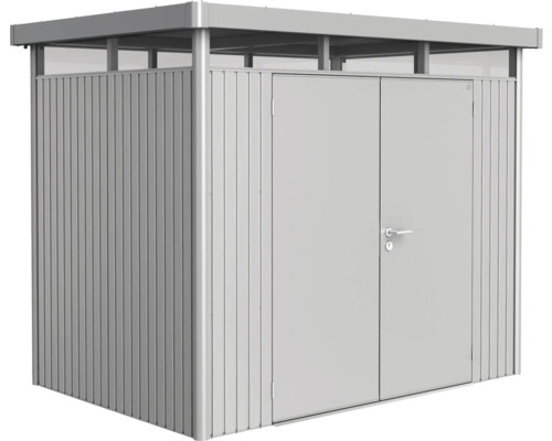 Plechový zahradní domek Biohort HighLine H2 dvoukřídlé dveře 254 x 174 cm stříbrný metalický Plechový zahradní domek Biohort HighLine H2 dvoukřídlé dveře 254 x 174 cm stříbrný metalický