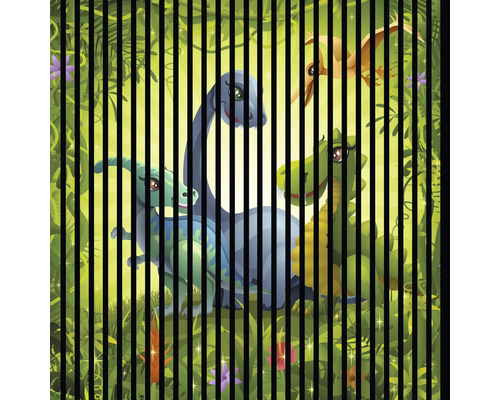 Designový akustický panel DIGI06O 1133x19x1195mm Ilustrace dinosaurů v džungli