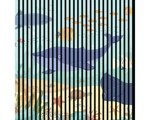 Designový akustický panel DIGI06S 1133x19x1195mm Ilustrace podmořského světa s rybami, žraloky, velrybami a mořskými želvami