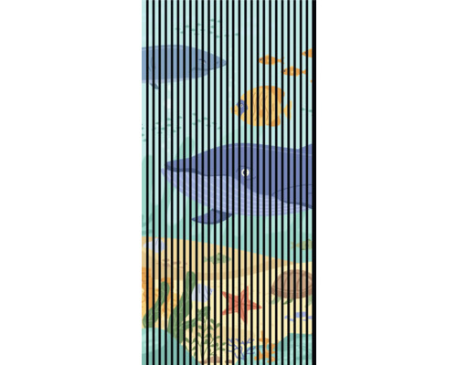 Designový akustický panel DIGI06S 1133x19x2400mm Dekorativní sprchový závěs s podvodními motivy, jako jsou velryby a ryby