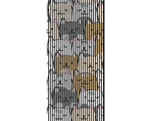 Designový akustický panel DIGI06U 1133x19x2400mm Látka na rolety s kočičím motivem a pruhy