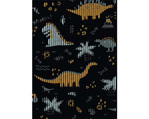Designový akustický panel DIGI06Q 1693x19x2400mm Ilustrace s dinosauřím vzorem na tmavém pozadí.
