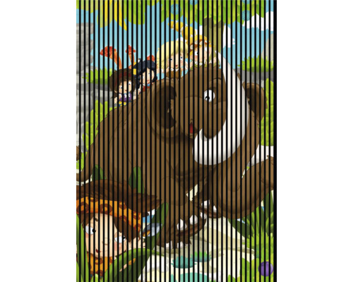 Designový akustický panel DIGI06V 1693x19x2400mm Ilustrace medvěda s dětmi v lese