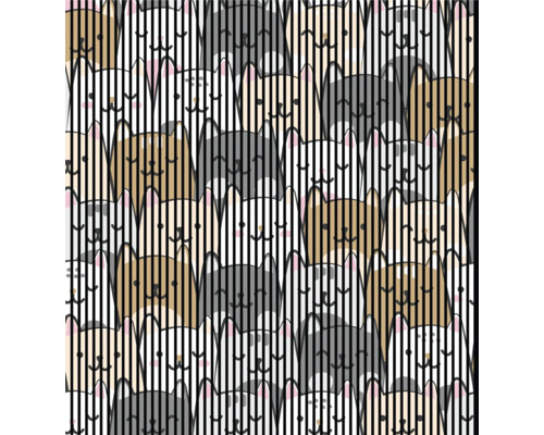 Designový akustický panel DIGI06U 2253x19x2400mm Ilustrace koček s proužkovaným vzorem