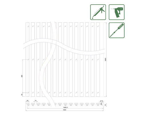 Technický výkres dřevěné stěny s montážními pokyny