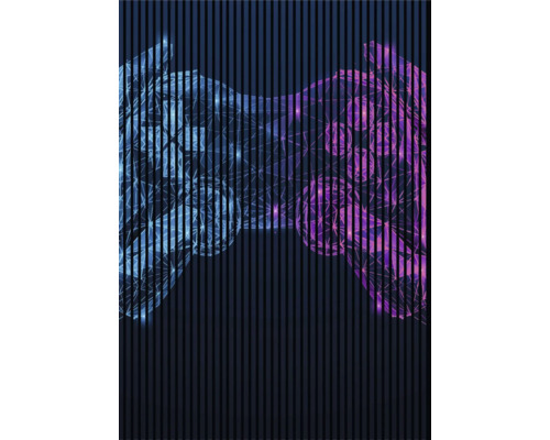 Designový akustický panel DIGI06E 1693x19x2400mm Abstraktní design s vertikálními pruhy a geometrickými tvary.