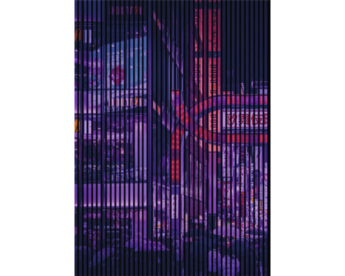 Designový akustický panel DIGI06L 1693x19x2400mm Dekorativní obklad stěn s motivem města