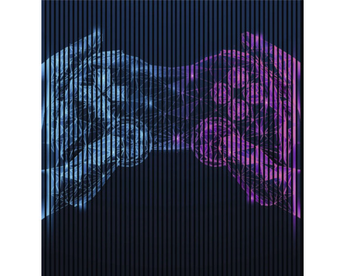 Designový akustický panel DIGI06E 2253x19x2400mm Abstraktní zobrazení s geometrickými tvary a liniemi.