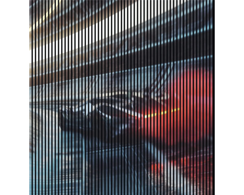 Designový akustický panel DIGI06H 2253x19x2400mm Vertikální linky před interiérem vozidla