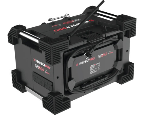 Stavební rádio s anténou a rukojetí