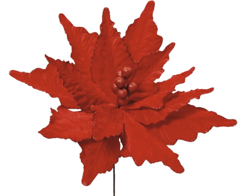 Umělá květina sametová vánoční hvězda poinsettia Ø50 x 66 cm červená Dekorativní červená vánoční hvězda