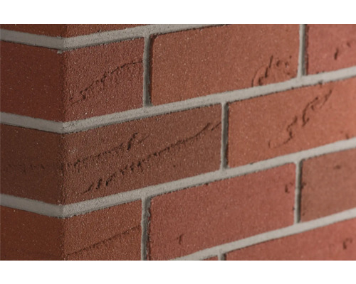 Elabrick obkladový kámen roh Oregon 24 x 7,1 cm Detail červené cihlové zdi se šedými spárami