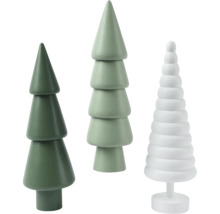 Tři dekorativní dřevěné vánoční stromky