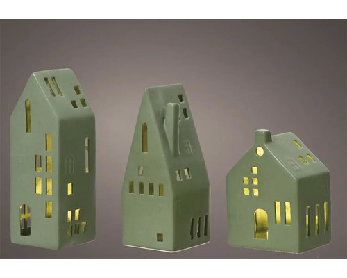 Svícen domek Tři dekorativní domy z keramiky
