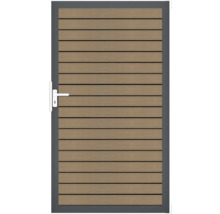 Zahradní branka s vodorovnými lamelami a klikou