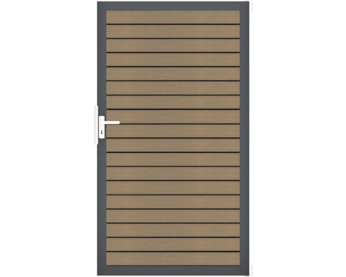 Zahradní branka s vodorovnými lamelami a klikou