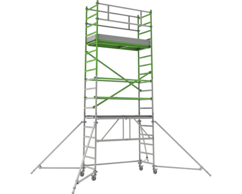 Pojízdné lešení z oceli s kolečky a výložníky