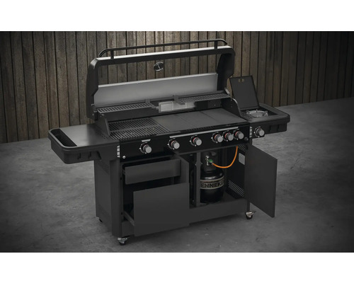 Plynový gril se čtyřmi hořáky, bočním hořákem, grilovacím roštem a spodní skříňkou