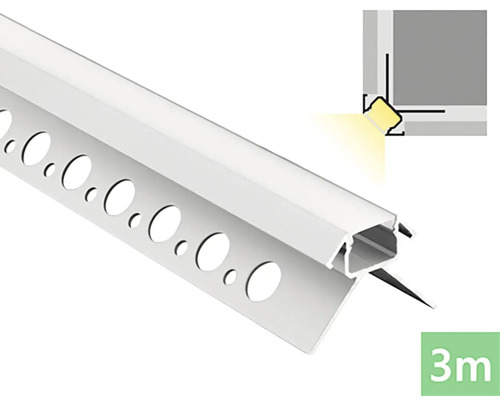 Profil FK technics 4739507-S pro LED do obkladu 3m-vnější roh Rohový profil s výřezy pro LED pásky, délka 3 metry