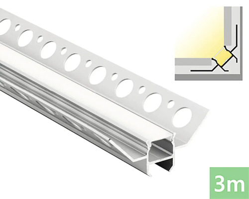 Profil FK technics 4739485-S pro LED do obkladu 3m - vnitřní roh Rohový profil pro LED pásky, 3 metry