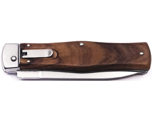 Zavírací nůž s dřevěnou rukojetí a kovovou čepelí