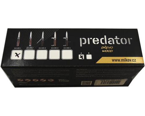 Balení nože Predator s různými typy čepelí