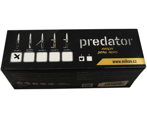 Balení nože Predator s různými typy čepelí
