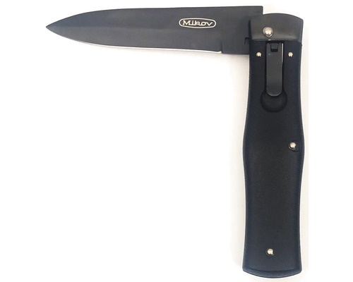 Vystřelovací nůž s černou rukojetí a čepelí