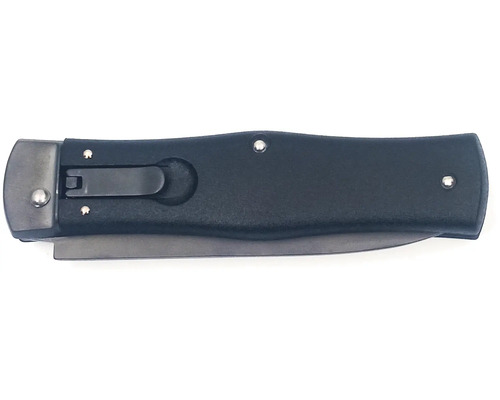 Zavírací nůž s černou rukojetí a ocelovou čepelí