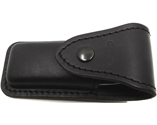 Černé kožené pouzdro se zapínáním na patentku na nůž