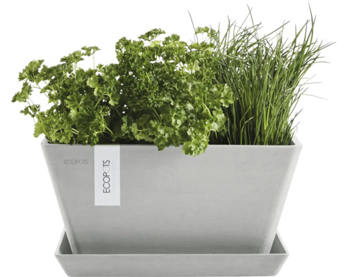 Obdélníkový květináč s bylinkami a podšálkem