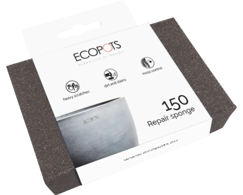 Opravná houbička ECOPOTS 150 pro odstranění silných škrábanců, nečistot a skvrn a pro boj proti mechu
