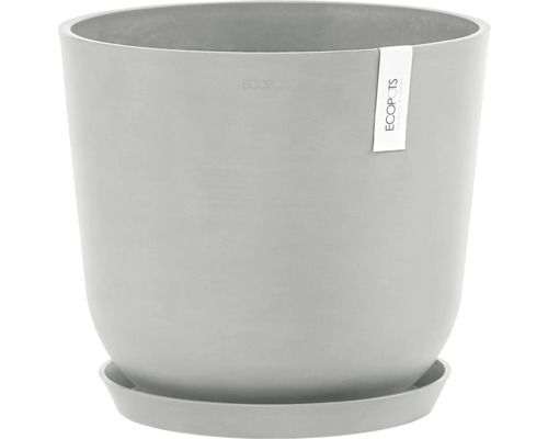 Šedý plastový květináč s podšálkem