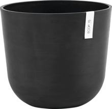 Černý květináč se zaobleným tvarem a logem EcoPots