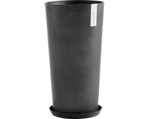 Vysoký tmavý květináč s podšálkem