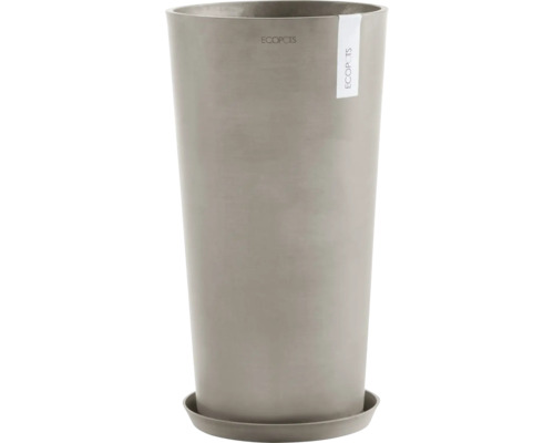 Vysoký plastový květináč s odpovídající podšálkem