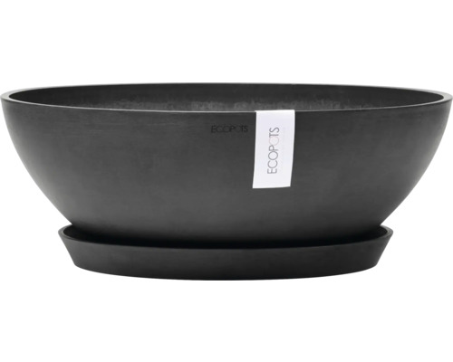 Černá květinová mísa Ecopots s podšálkem