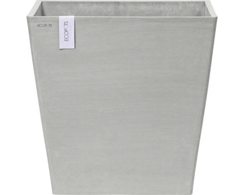 Květináč Ecopots Rotterdam plastový Ø 46,6 cm 50,2 x 50,2 x 49,5 cm šedobílý Čtvercový květináč z vláknocementu s etiketou EcoPots