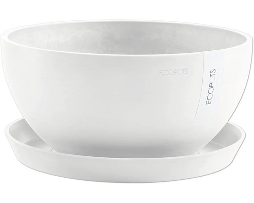 Bílý plastový květináč s podšálkem