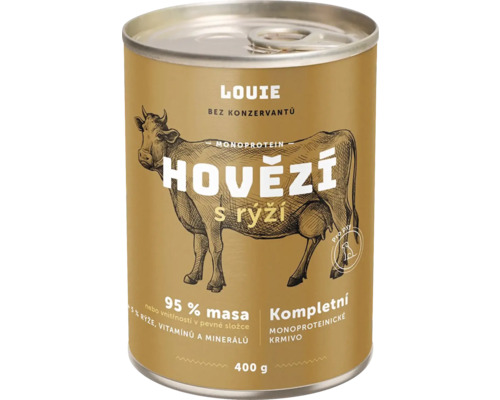 Konzerva pro psy LOUIE hovězí s rýží 400 g