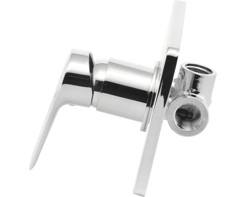 Lesklý, stříbrný rohový ventil s pákou