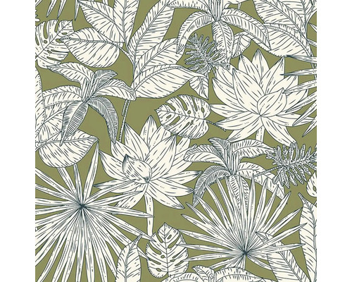 Vliesová tapeta Green&Co Hawai listy 0,53x10,05 m Tapeta s motivem tropických rostlin