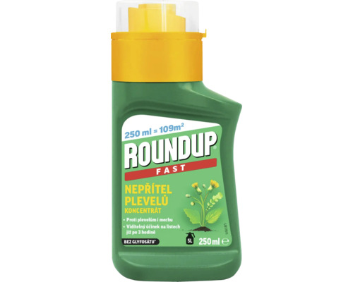 Roundup FAST koncentrát proti plevelům i mechu 250 ml Roundup Fast koncentrát na hubení plevele, 250 ml láhev