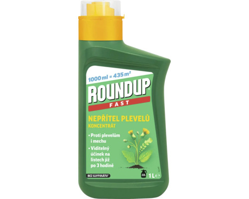 Roundup FAST koncentrát proti plevelům i mechu 1 l Roundup Fast koncentrát na hubení plevele, 1 litr