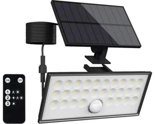 LED solární nástěnné osvětlení Top Light Heleon PIR VARIO RC IP65 8W 800lm 4000K černé se senzorem pohybu a dálkovým ovládáním