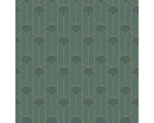 Vliesová tapeta Green&Co Paris zelená 0,53x10,05 m Tapeta s geometrickým vzorem
