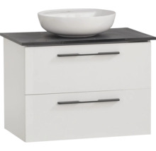 Skříňka pod umyvadlo s umyvadlem na desku a dvěma zásuvkami