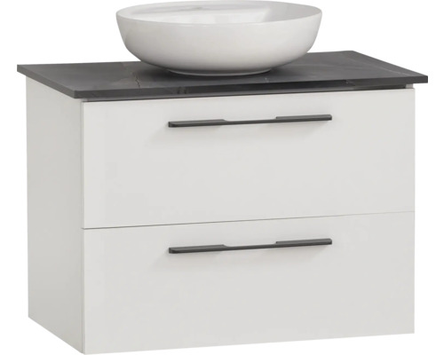 Koupelnová sestava Möbelpartner Maxim 66 cm bílá 701862 Skříňka pod umyvadlo s umyvadlem na desku a dvěma zásuvkami