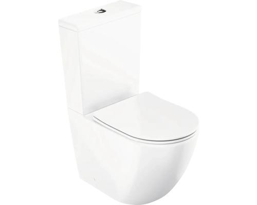 WC kombi set RAVAK Optima bez splachovacího kruhu bílá vč. WC prkénka X01870 Stojící WC z sanitární keramiky