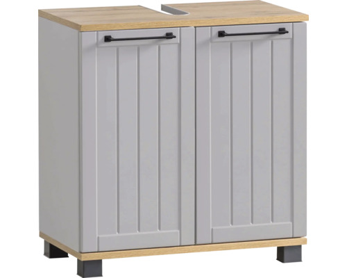 Koupelnová skříňka pod umyvadlo Möbelpartner Jelda platina 59,8 x 62,4 x 32,6 cm Skříňka pod umyvadlo se dvěma dvířky a obdélníkovými úchyty